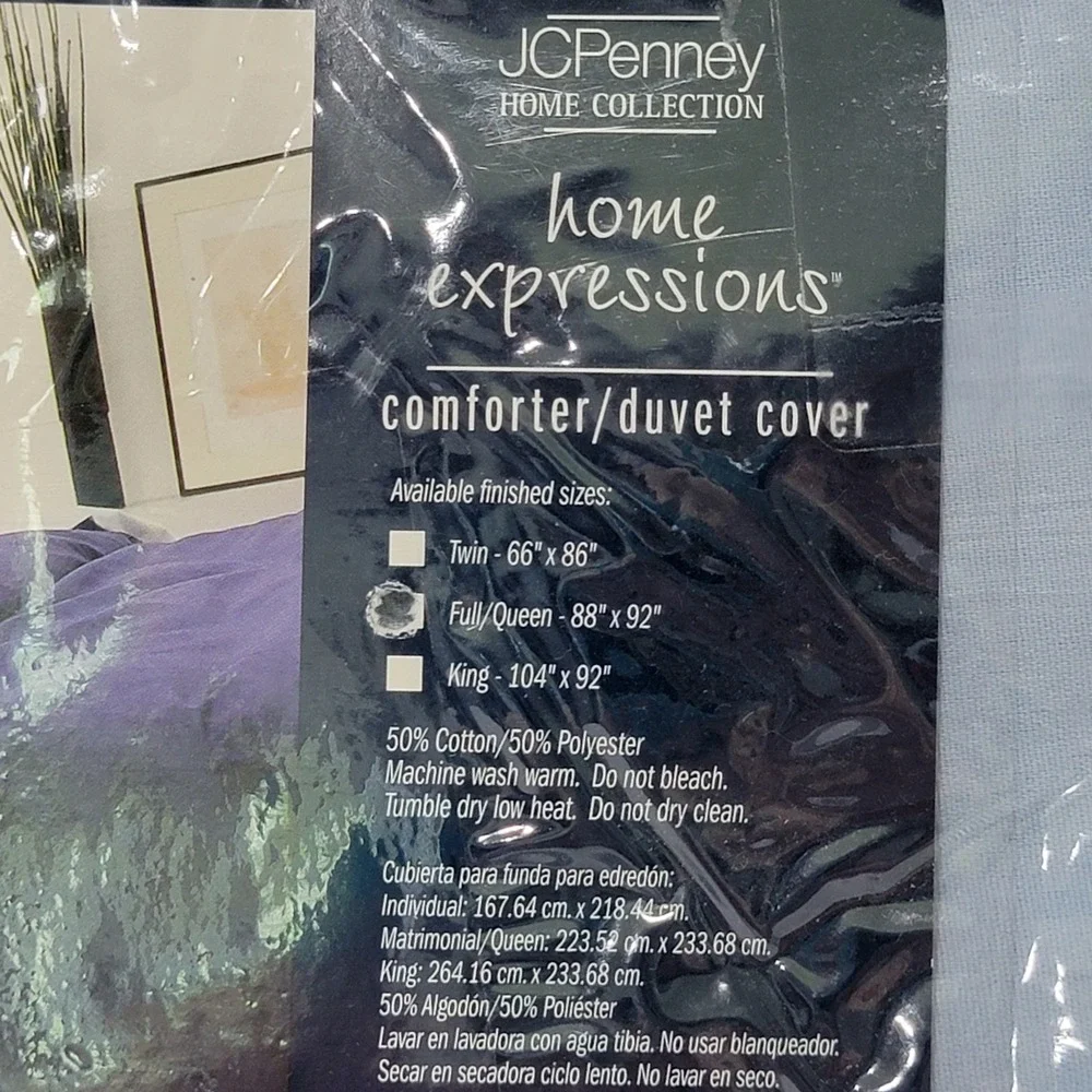 JCPenney Home Expressions‎ Full Queen Duvet Cover Comforter Blue Cotton Blend